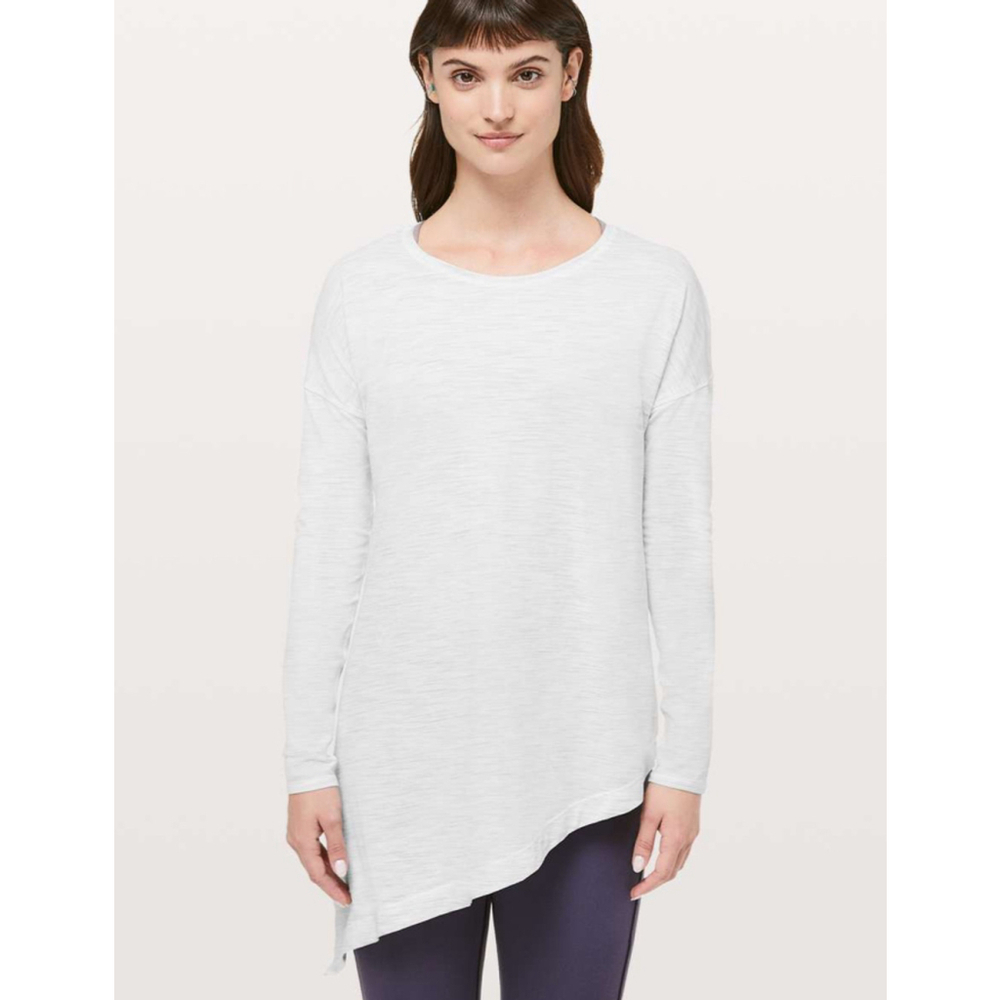 Lululemon To The Point Asymmetrical Long Sleeve Top Light Gray Medium